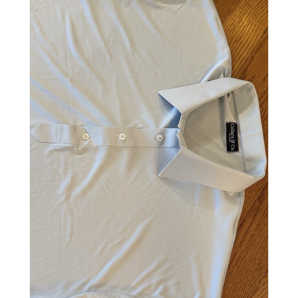 Collars and Co Dress Collar Polo Mens XXL Light Blue Performance Stretch Golf